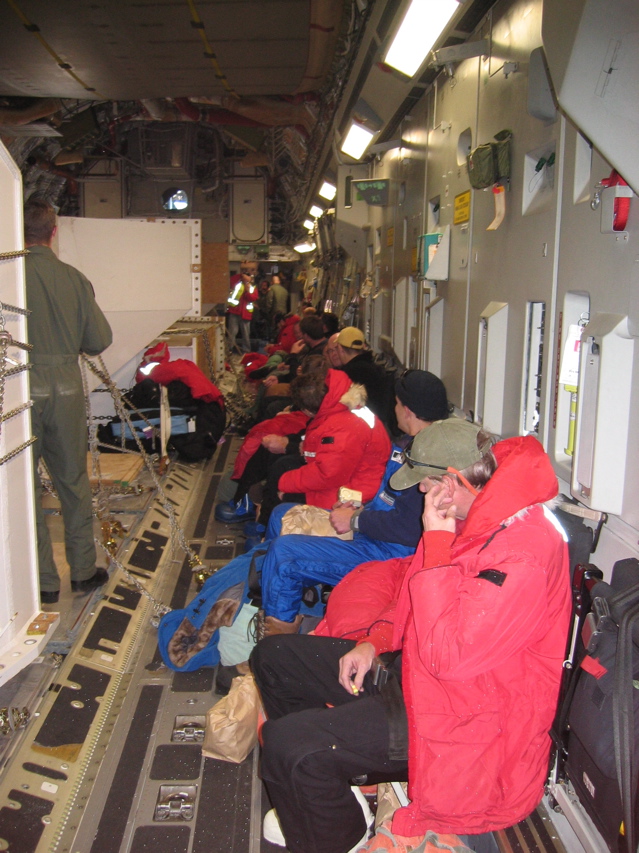 Our seating in the C-17 was along the sides