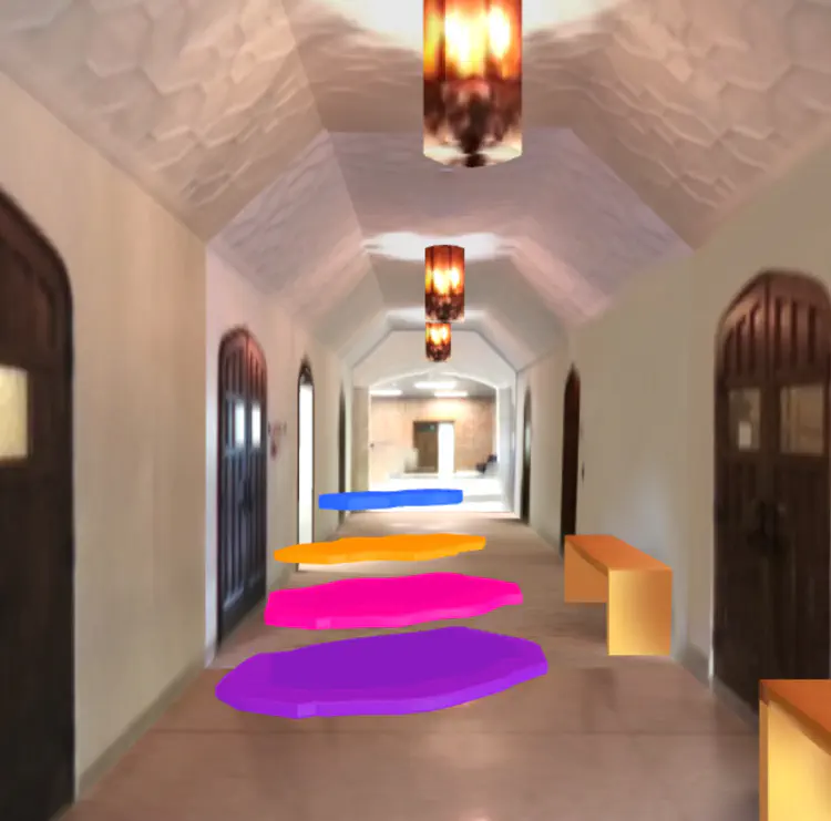 AR data disks in hallway