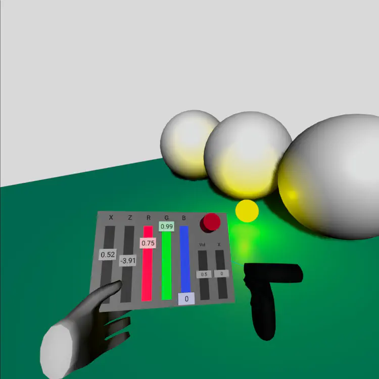 A-Frame interactive light color tablet sliders