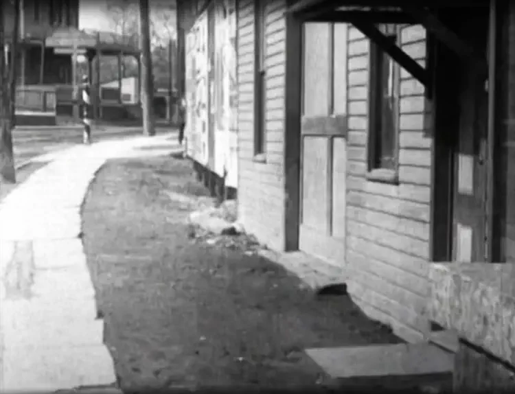 film frame of sidewalk and walls