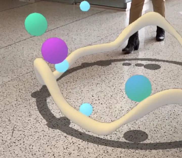 abstract AR data over marble floor