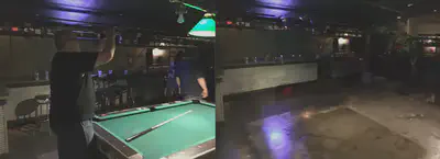 pool table photo before and after AI-assisted edits