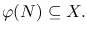 $\varphi(N)\subseteq X.$