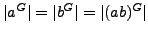 $ \vert a^G\vert=\vert b^G\vert=\vert(ab)^G\vert$