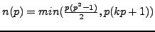$ n(p)=min(\frac{p(p^2-1)}{2},p(kp+1))$