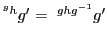 $ ^{^g h}g'= ^{ghg^{-1}}g'$