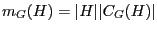 $ m_G(H) = \vert H\vert
\vert C_G(H)\vert$