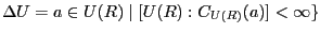 $\displaystyle \Delta U=a\in U(R)\mid [U(R):C_{U(R)}(a)]<\infty\}
$