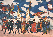 The Dutch travelled from Nagasaki to Edo with presents for the shogun