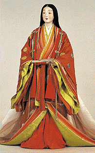 Front and back images of a high-ranking noblewoman in Heian