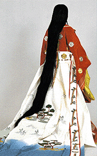Front and back images of a high-ranking noblewoman in Heian