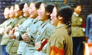 Red Guards singing songs praising Chairman Mao