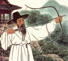 A yangban practicing archery