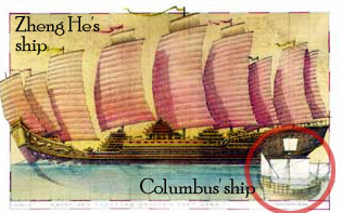 Zheng He's ship and Columbus' ship